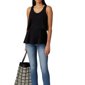 Glowe Black Ruffled Maternity Tank Size L